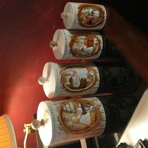 Vintage 1978 Sears Roebuck Pioneer Women Gingham Canister Set of 4 - Made in USA